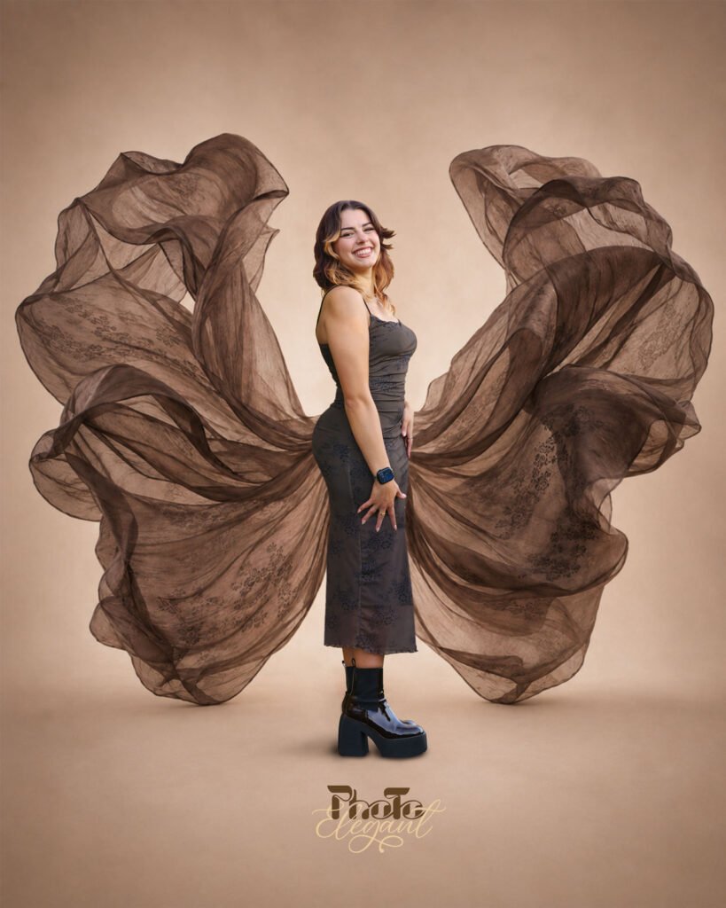 Fashion fantasy girl posing in an elegant, dreamlike editorial portrait by PhotoElegant.
